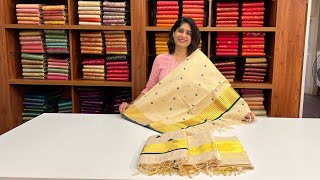 Premium Handloom Tissue Kerala Sarees [upl. by Nwahsuq528]