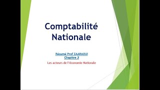 Comptabilité Nationale Chapitre 2 Partie1 Les acteurs [upl. by Curt36]