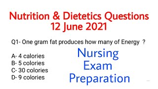 nutrition and dietetics questions 12 June 2021 [upl. by O'Mahony]