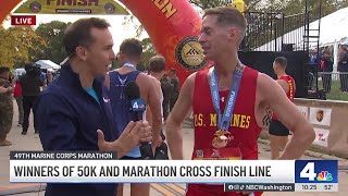 Winners of 49th Marine Corps Marathon and 50K cross the finish line  NBC4 Washington [upl. by Roshan563]