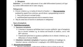 Pathology 2 lec 3  cellular adaptation Part 2 metaplasia and dysplasia [upl. by Mintun650]