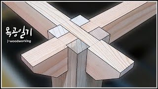 making the strongest 3way leg joinery  castle joint woodworking [upl. by Ellesig]