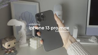 iPhone 13 Pro Max Graphite 128GB 📦 aesthetic unboxing  accessories amp camera test  ASMR ☁️ [upl. by Ocramed]