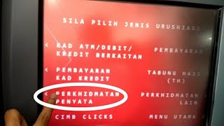 cara semak penyata mini bank cimb atm cash deposit mesin cimb bank [upl. by Cati]