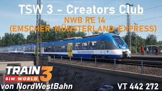 TSW3  NWB RE14 EMSCHERMÜNSTERLANDEXPRESS  Creators Club  NordWestBahn  HS RheinRuhr  BR442 [upl. by Chiquia]