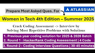 Atlassian Women in Tech 2025 Internship  Coding Questions amp Interview Experience  21 SEP Answers [upl. by Aket617]