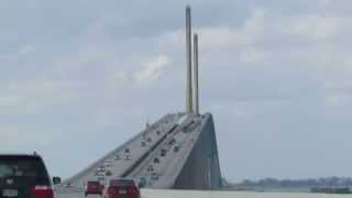 Driving to the Insanely Steep Sunshine Skyway Bridge [upl. by Novar22]