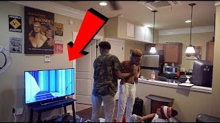 BROKEN TV SCREEN PRANK ON FUNNYMIKE GETS VERY ANGRY [upl. by Einniw]