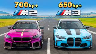 715hp BMW M2 v Manhart M3 Touring DRAG RACE [upl. by Blakelee]