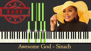 Sinach Awesome God Piano Chords  Lyrics  Instrumental  Piano Tiles Key C [upl. by Akcemat715]