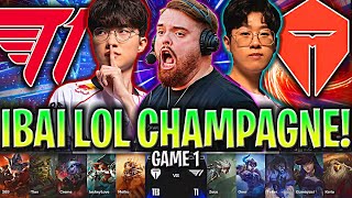 IBAI CASTEA EL LOL CHAMPAGNE DE FAKER Y T1😱  T1 vs TES Game 1 WORLDS CUARTOS DE FINAL 2024 ESPAÑOL [upl. by Cordey]