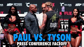 Mike Tyson Expressionless to Jake Paul in Press Conference Faceoff  Paul vs Tyson [upl. by Alvis290]