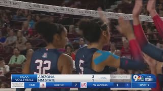 NMSU volleyball falls to Arizona in four sets [upl. by Aihseyk738]