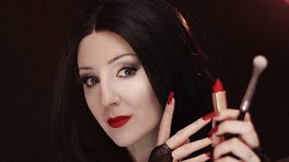 Morticia Addams Does Your Makeup for the Charity Auction ASMR RP  long nail tapping [upl. by Nywloc]