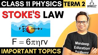 Stokes Law Class 11 Physics Derivation Term 2 Important Topics  Mechanical Properties of Fluids [upl. by Enaz]