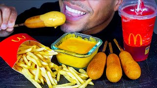 ASMR EATING CORN DOGS CHEESE MCDONALDS FRIES JERRY NO TALKING MUKBANG MOUTH SOUNDS [upl. by Goth476]