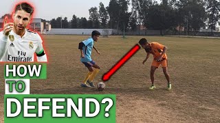 how to defend in hindi  football me defence kaise kare hindi me  DEFEND LIKE SERGIO RAMOS [upl. by Atsirtal]