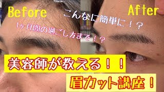 メンズ眉カット！！美容師が教える簡単で綺麗な眉カット！！切った後の整え方まで！？メンズ必見！！ [upl. by Boycie332]