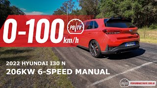 2022 Hyundai i30 N manual 0100kmh amp engine sound [upl. by Lody]