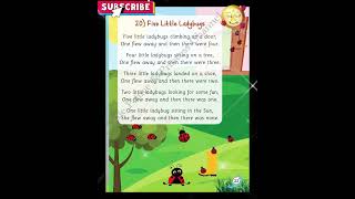 Five little ladybugs climbing up a door English Poem  Five Little Ladybugs  Nursery Rhymes shorts [upl. by Flavian]