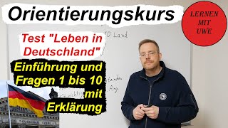 Test „Leben in Deutschland“ Vorbereitungskurs – 001 – Einführung Übungsmaterial und Fragen 1 bis 10 [upl. by Zeta]