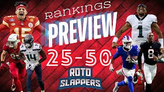 Roto Slappers Fantasy Football Rankings Preview 2550 [upl. by Veleda]