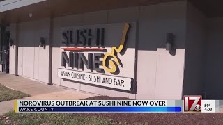 Norovirus outbreak linked to Raleigh sushi restaurant is over Wake County says [upl. by Aiderfla]