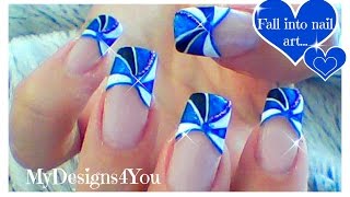 Blue French Tip Nail Art  How to Geometric Nail Design ♥ Геометрический Дизайн Френча [upl. by Witcher]