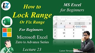 23 How to Lock Range Fix Range in MS Excel  Free Course in UrduHindi excel learning teacher [upl. by Naesyar387]