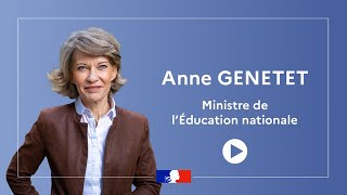 Message de la Ministre Anne Genetet aux professeurs pour le futur de notre École [upl. by Abana682]