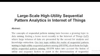 Large Scale High Utility Sequential Pattern Analytics in Internet of Things [upl. by Krishnah954]