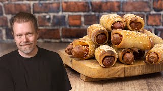 Delicious sourdough pigs in blankets recipe  Foodgeek Baking [upl. by Philana410]