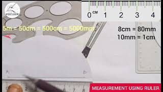 How to measure and convert length in centimeters millimeters decimeter and inch using meter rule [upl. by Ibur809]