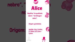 Significado dos Nomes Alice [upl. by Hertz]