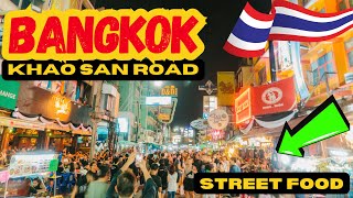 Dive into Bangkoks Vibrant Nightlife and 🍜 Street Food on Khao San Road 🇹🇭 [upl. by Gilba]