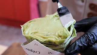 Green Tea Crepe and Fruit Crepe  Korean Crepe Shop [upl. by Enirual]