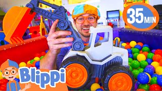 Blippi Excavates for an Excavator in Fidgets Indoor Playground  BEST OF BLIPPI TOYS [upl. by Adiuqram]