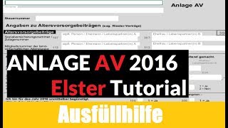 Anlage AV Elster  Elster Tutoria l Steuererklärung selber machen [upl. by Keefe]