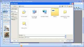 111 Microsoft Publisher 2007 Inserting Pictures and Clip Art [upl. by Nangatrad]