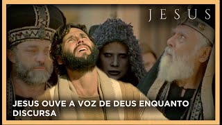 Jesus ouve a voz de Deus enquanto discursa perante Caifás  NOVELA JESUS [upl. by Nowahs]