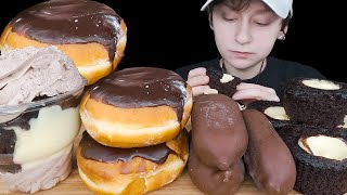 ASMR Chocolate Desserts Magnum Ice Cream Cream Cheese Cupcake Boston Cream Donut Parfait [upl. by Neeoma870]