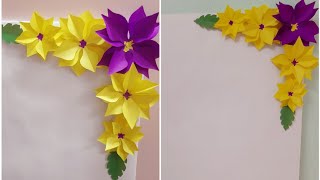 DIY Flower Decoration  Border Decoration  Paper Flowers  Home Decor Ideas  Buddys Art [upl. by Eronaele]