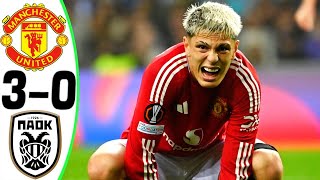 Manchester United vs PAOK 30  All Goals and Highlights  2024 🔥 GARNACHO [upl. by Fleischer]