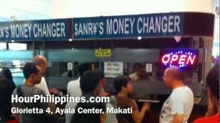 Sanrys Money Changer Glorietta 4 Ayala Center Makati Philippines by HourPhilippinescom [upl. by Assirolc]