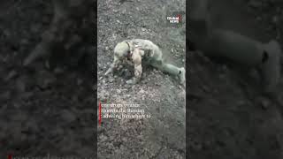 Russian soldier surrenders to Ukrainian drone outside Bakhmut [upl. by Isleana]