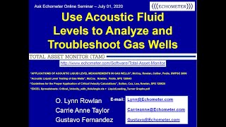 Ask Echometer Session 7 July 1 2020 Gas Wells [upl. by Volnak]