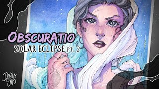 Obsuratio ♦ pt2 ♦ Watercolor Speedpaint ♦ Solar Eclipse Art [upl. by Marcile]