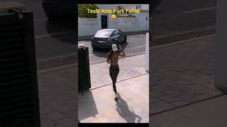 Tesla Automatic Park Error  Caught on Cctv [upl. by Mmada]