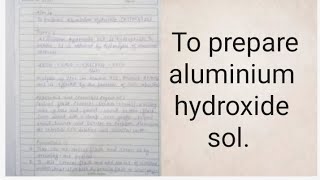 To prepare aluminium solpreparation of lyophobic salt [upl. by Sucramd]