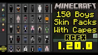 150 Boys Skin Packs With Capes For Minecraft 1200 Mobile and PC [upl. by Sybley]